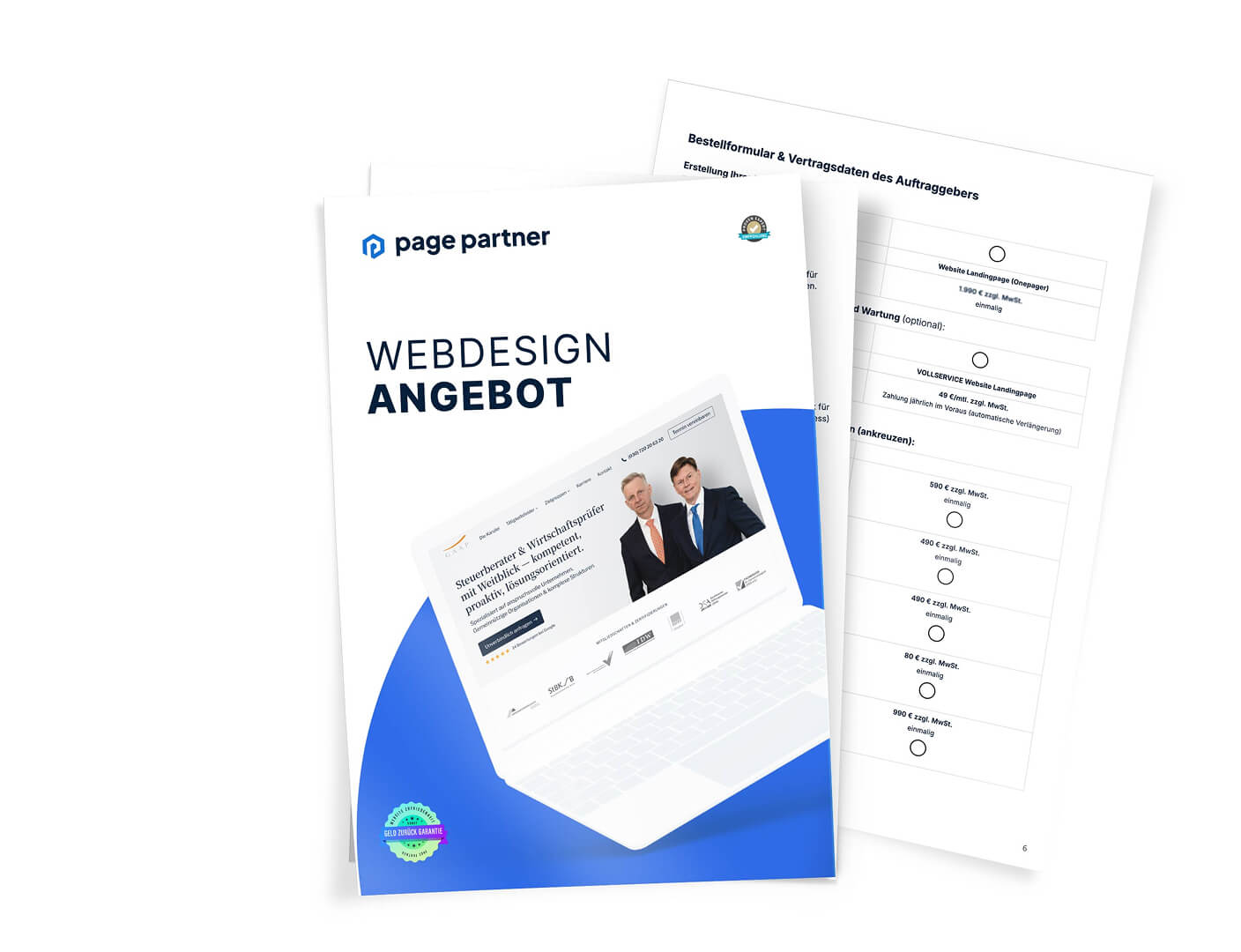 Page Partner Webdesign Angebot Broschüre Desk