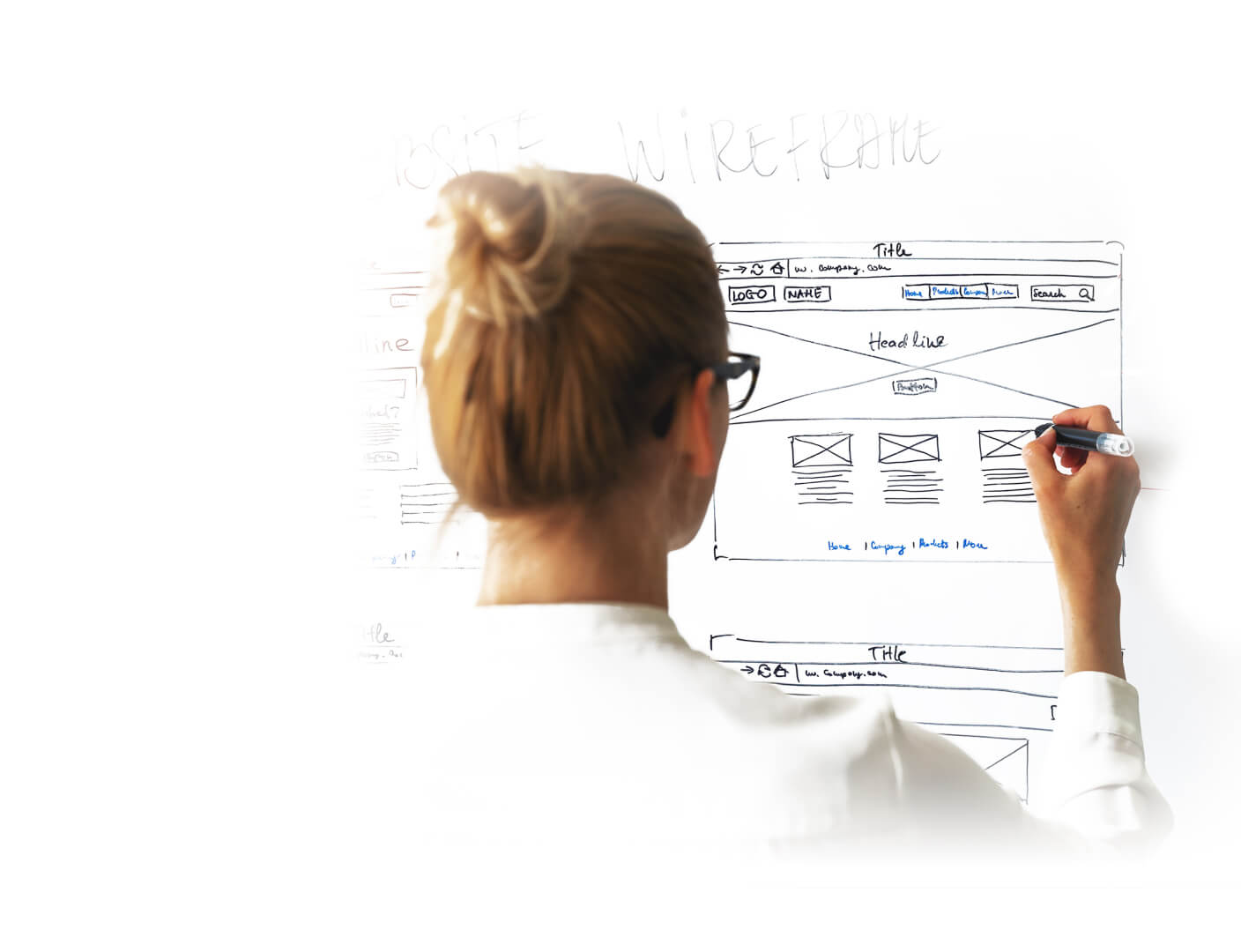 Webdesign Wireframe Skizze An Tafel